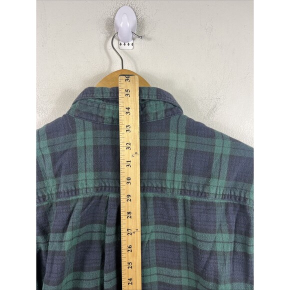 LL Bean Men’s Button Up Flannel Shirt Green/Blue Tartan Plaid Size LT Large Tall - Picture 5 of 7